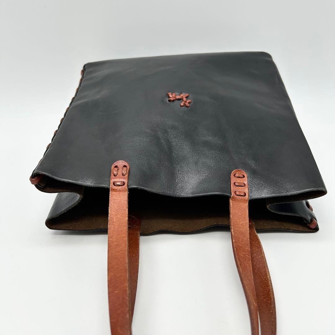 美品 アンリークイール Henry Cuir ハンドバッグ　犬 刺繍 黒