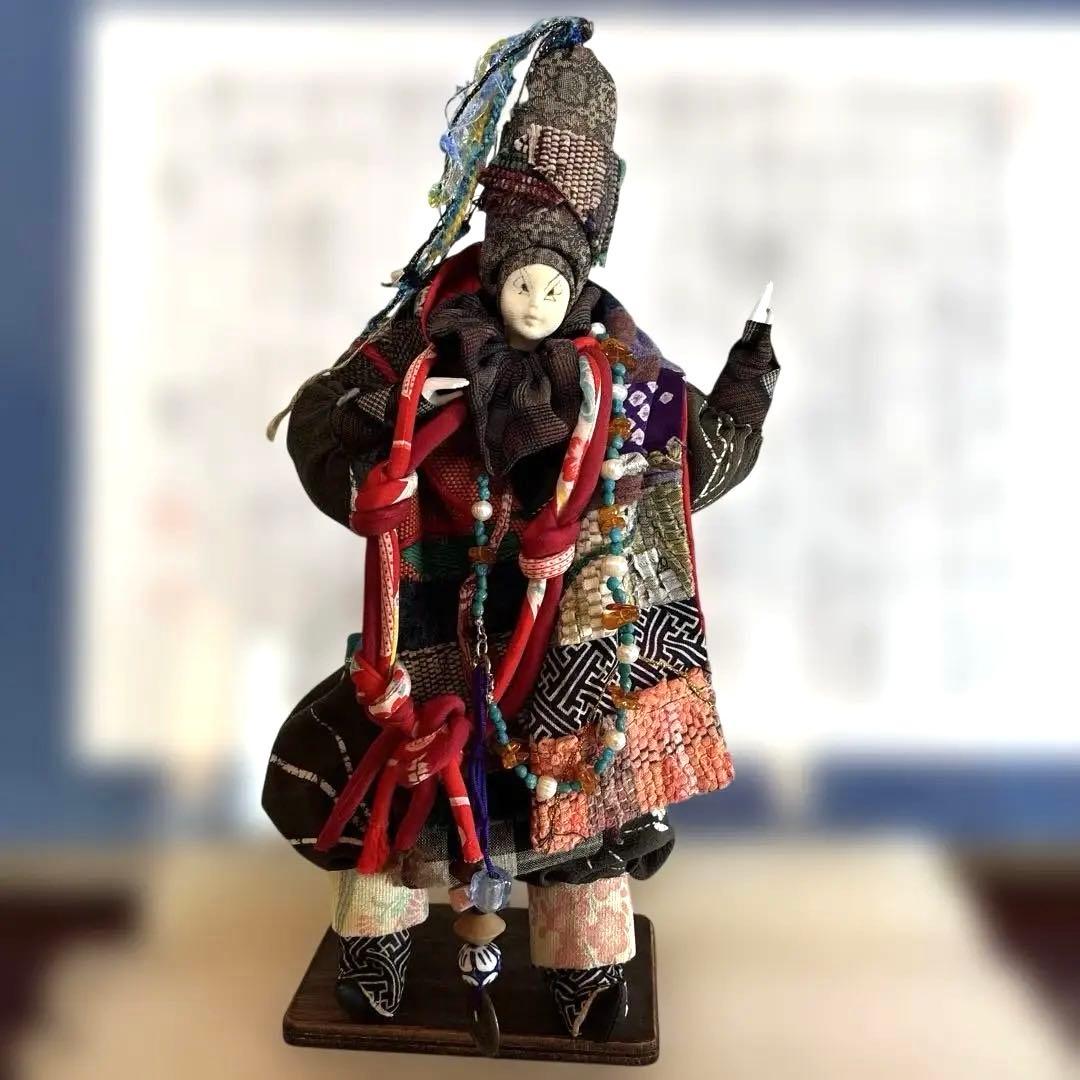 豊田信也　古布創作人形 台座付き