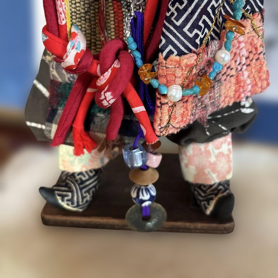 豊田信也　古布創作人形 台座付き