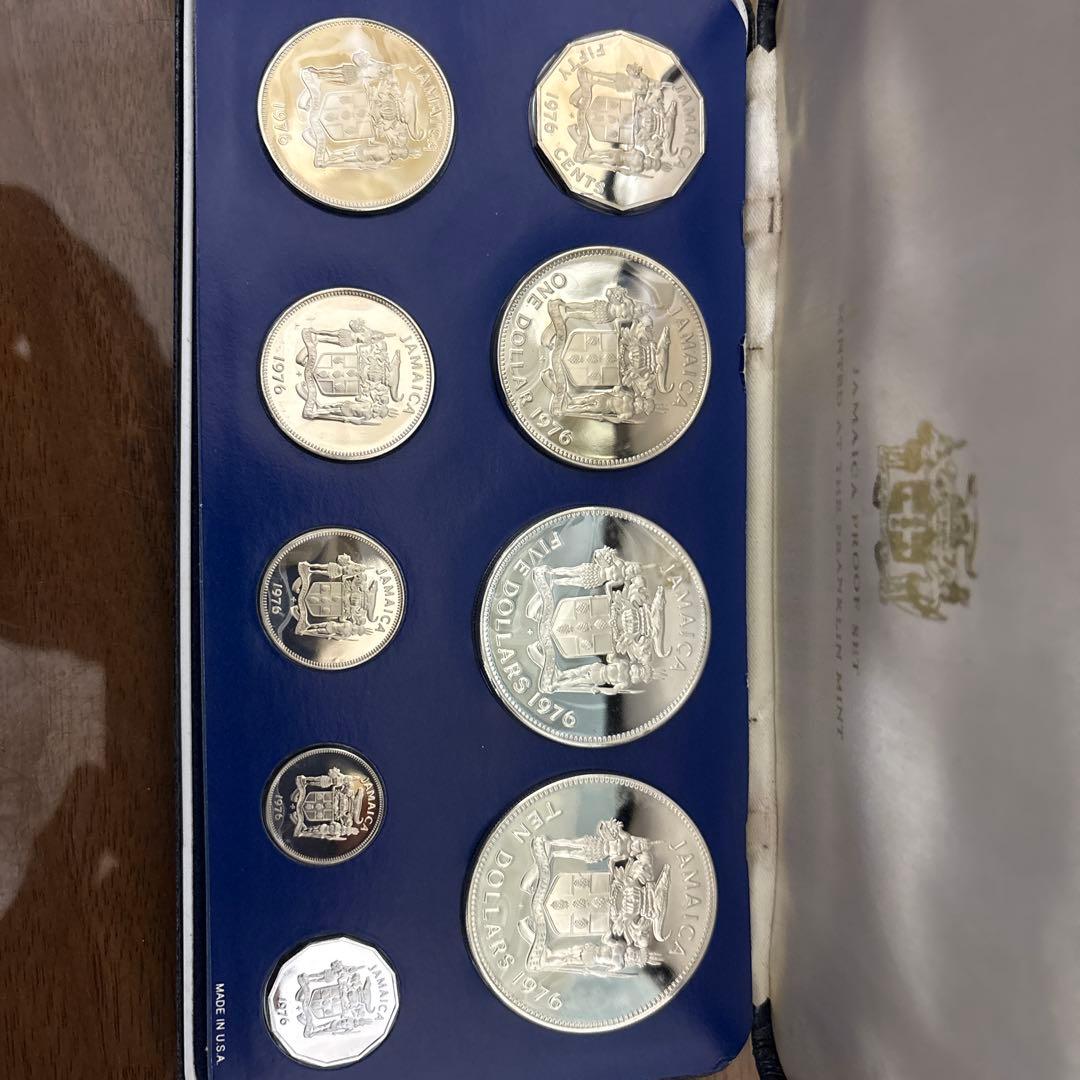 1976年 ジャマイカ プルーフ 9種セット【大型銀貨2枚含・証明書付】
