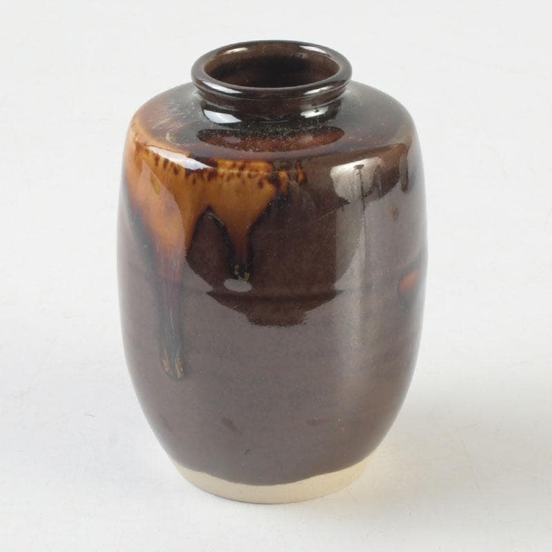 茶道具　京焼　桶谷定一作　肩衝茶入　仕覆付　共箱　V　9666