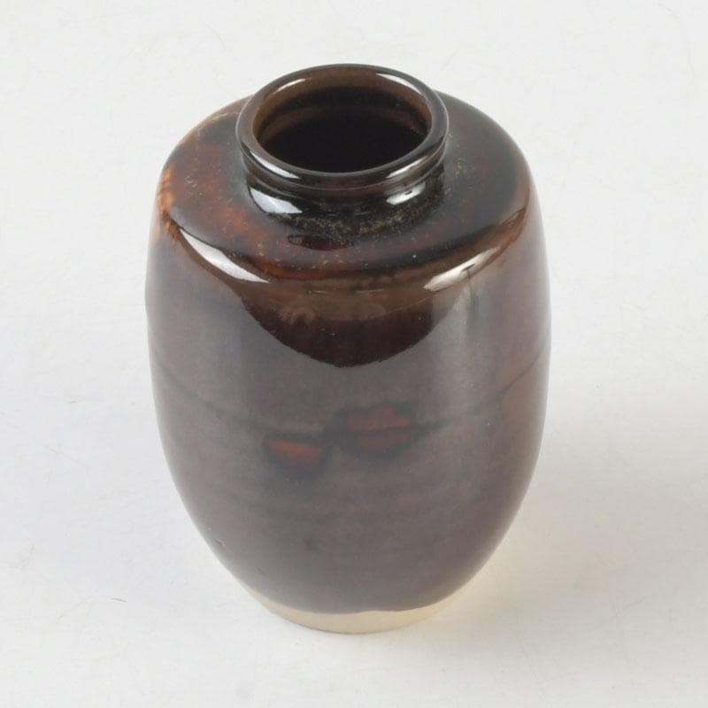 茶道具　京焼　桶谷定一作　肩衝茶入　仕覆付　共箱　V　9666