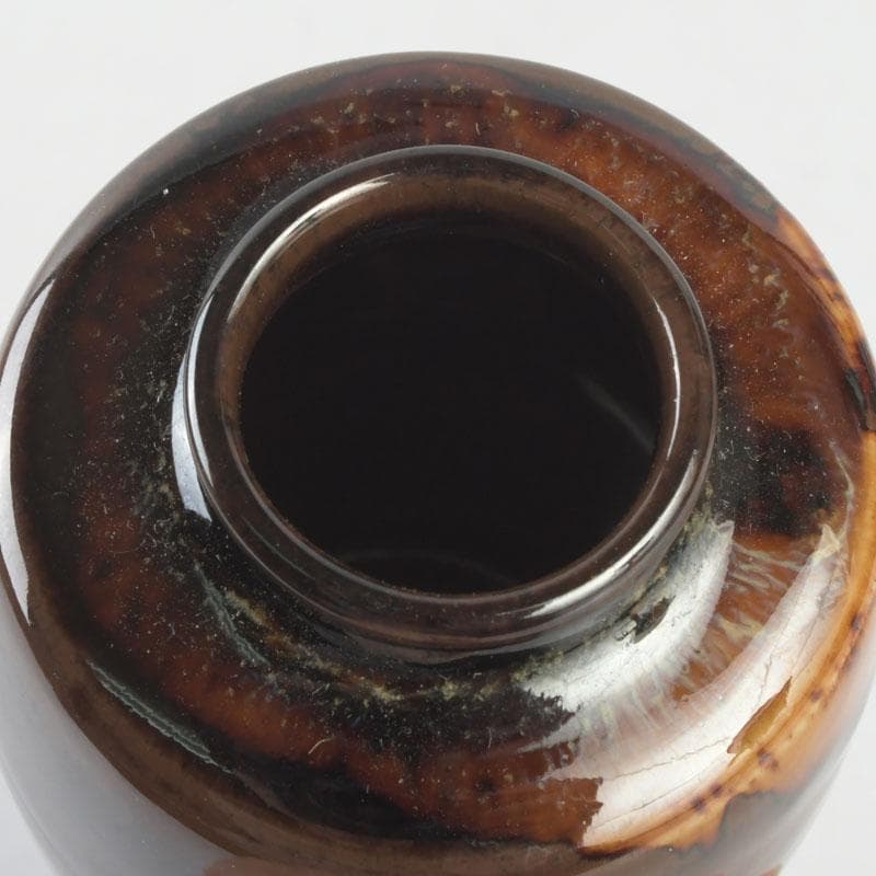 茶道具　京焼　桶谷定一作　肩衝茶入　仕覆付　共箱　V　9666