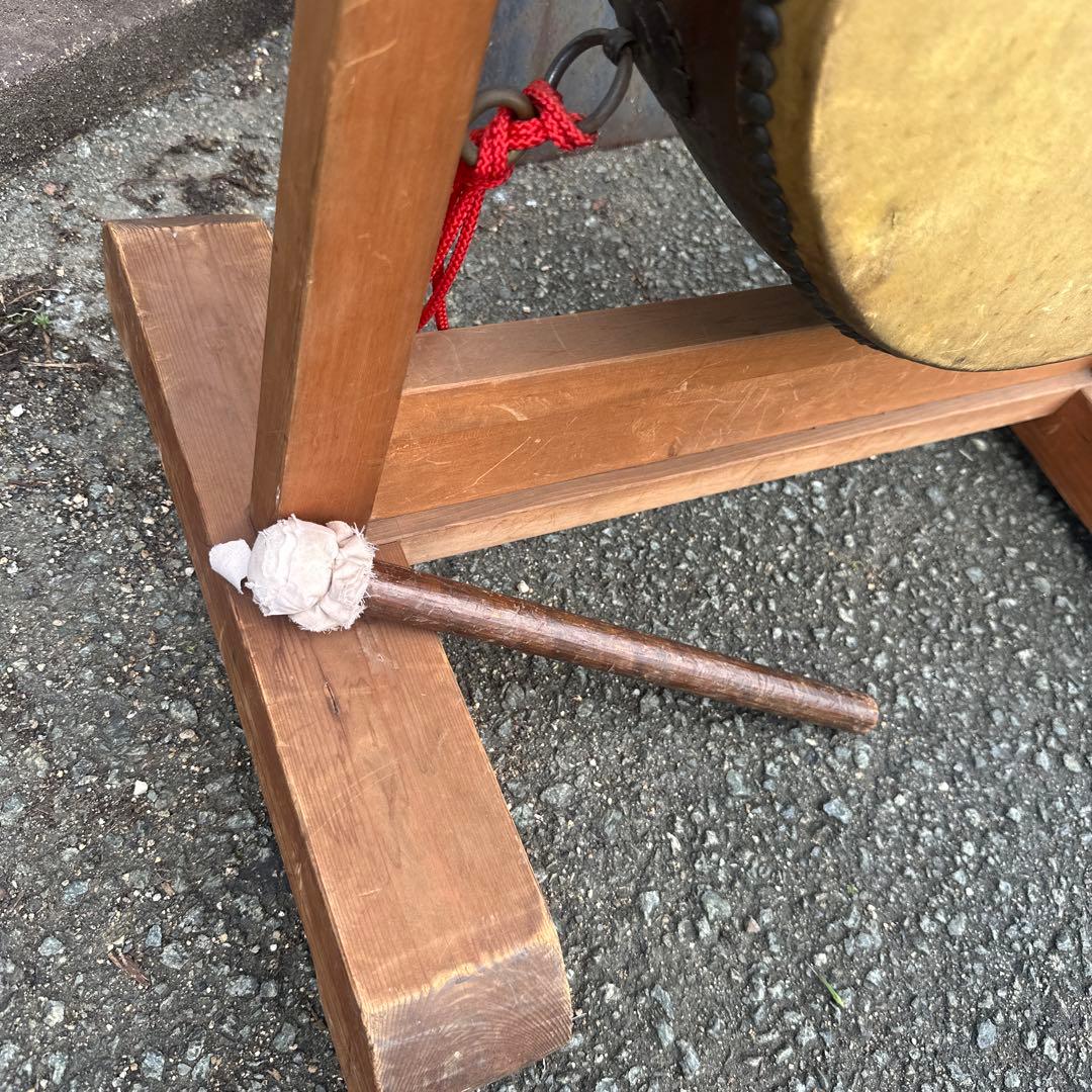 瞬間的お値下げ❣️ヴィンテージ　和太鼓 木製フレーム バチ付き