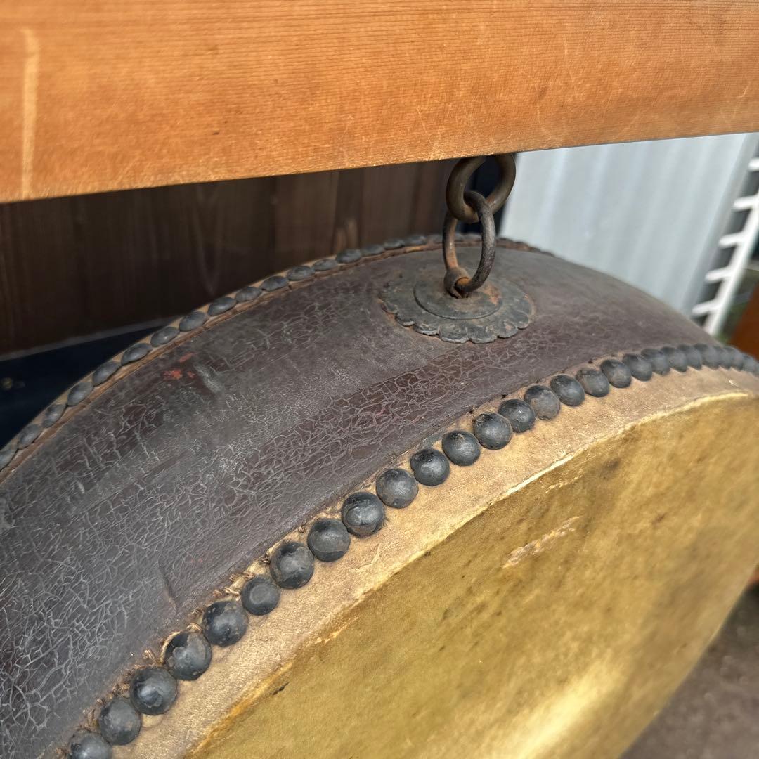 瞬間的お値下げ❣️ヴィンテージ　和太鼓 木製フレーム バチ付き