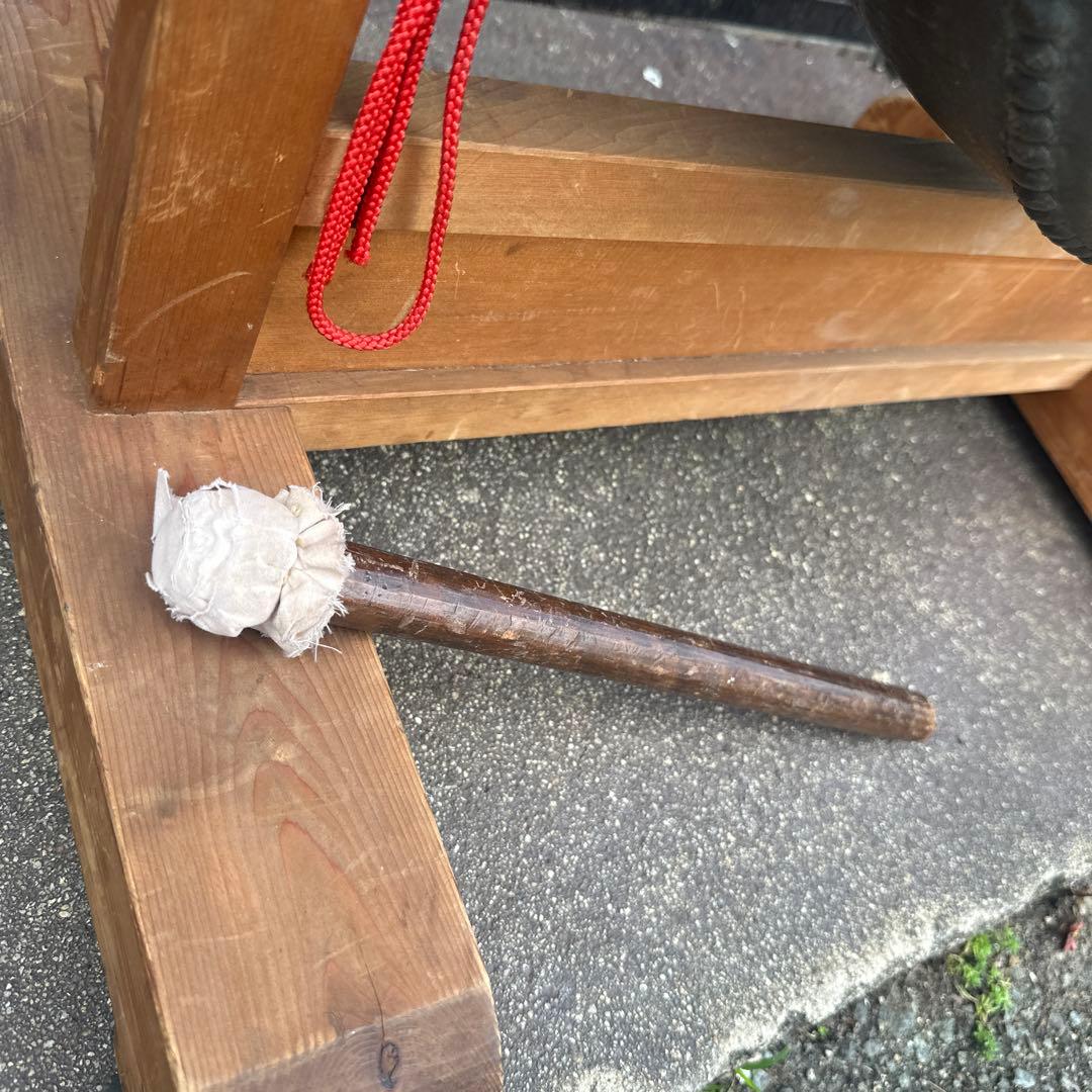 瞬間的お値下げ❣️ヴィンテージ　和太鼓 木製フレーム バチ付き