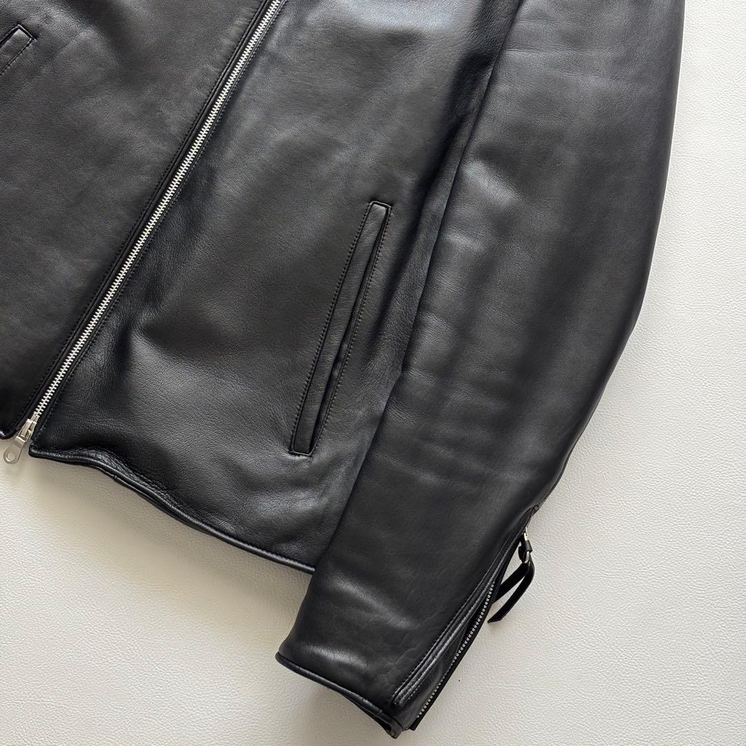 01992 ナノユニバース　シングルライダースジャケット　ラムレザー　メンズ　L