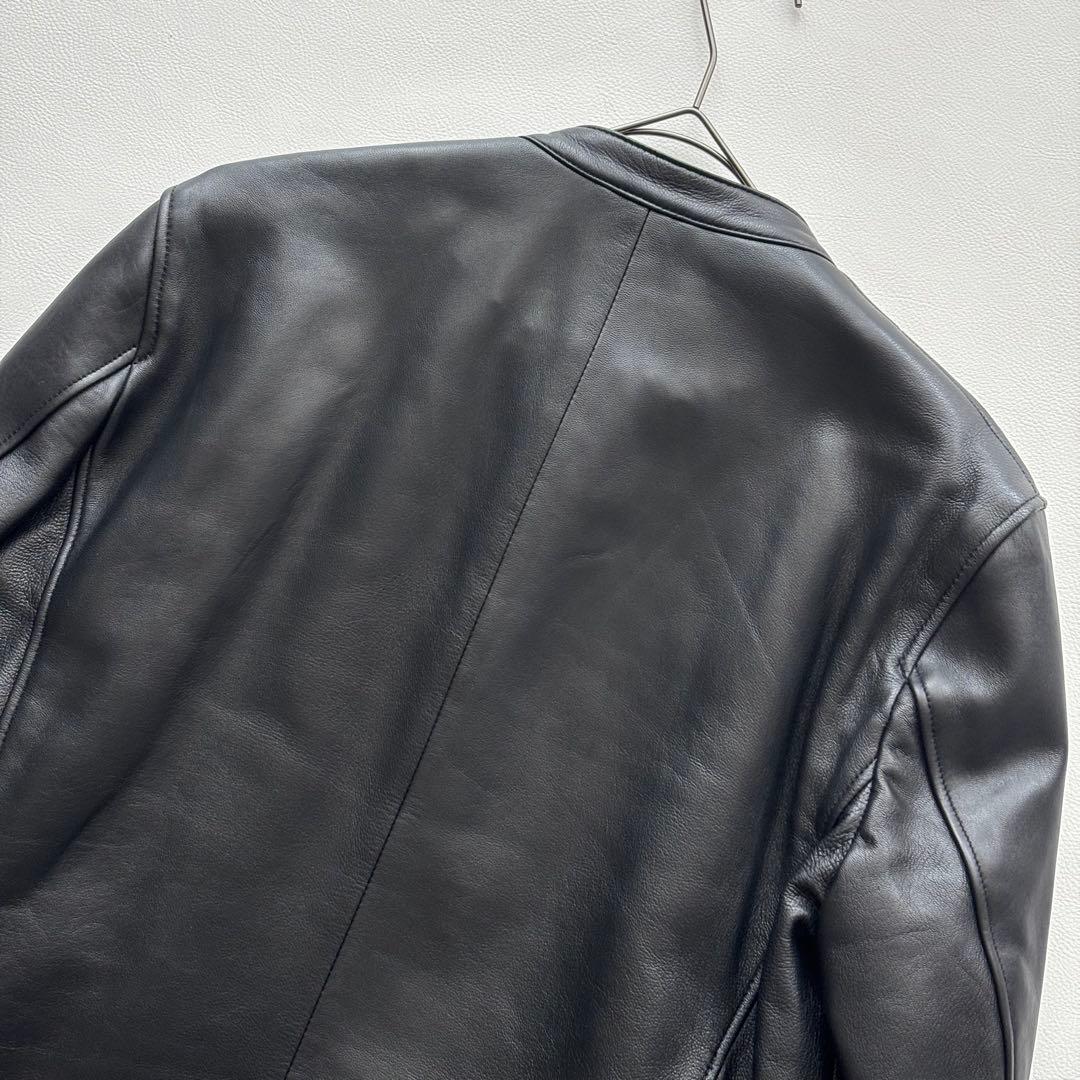 01992 ナノユニバース　シングルライダースジャケット　ラムレザー　メンズ　L