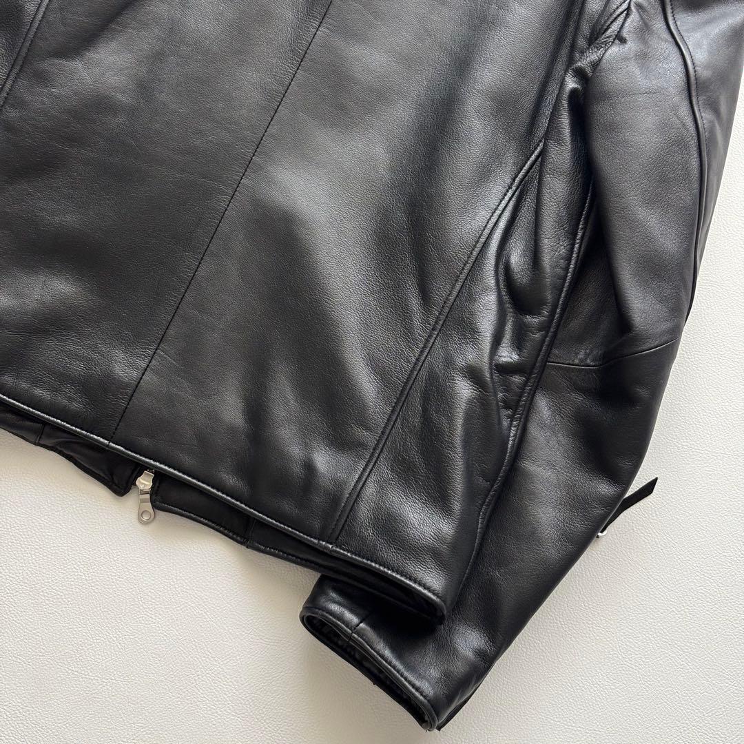 01992 ナノユニバース　シングルライダースジャケット　ラムレザー　メンズ　L
