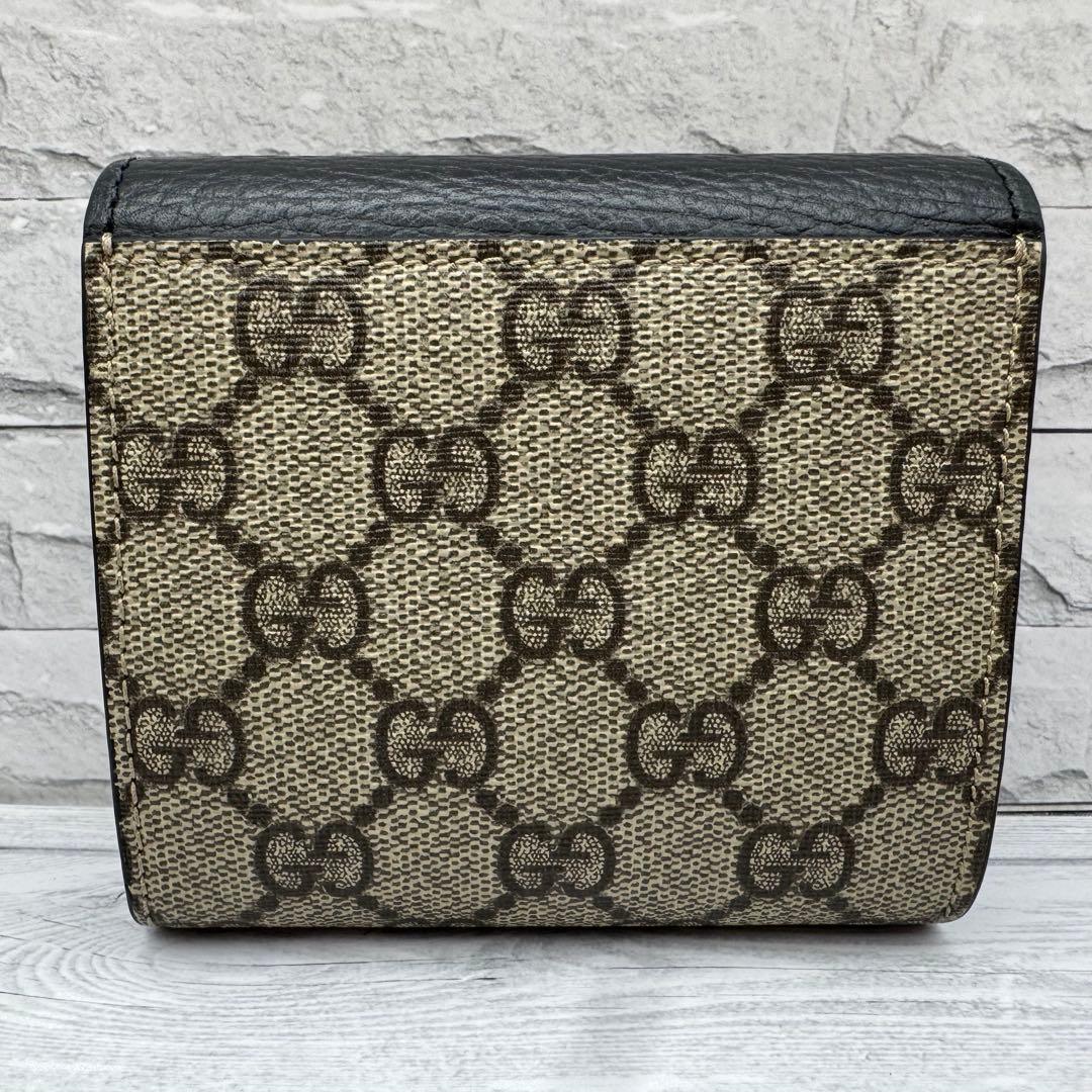 【極美品】GUCCI 二つ折り財布 GG柄 スプリーム マーモント ブラック