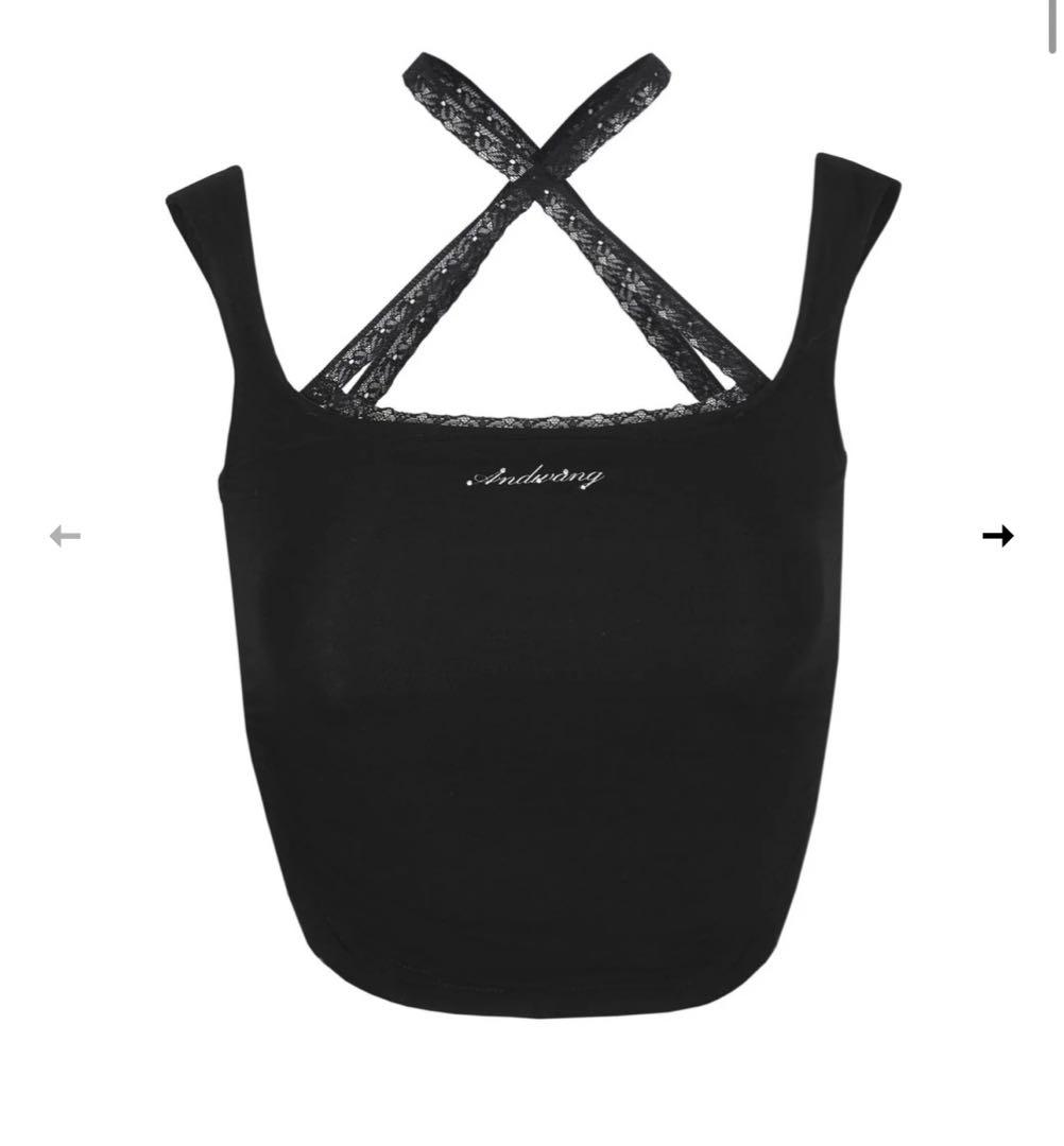 【限定値下げ・新品】andwang Cross lace tanktop 黒