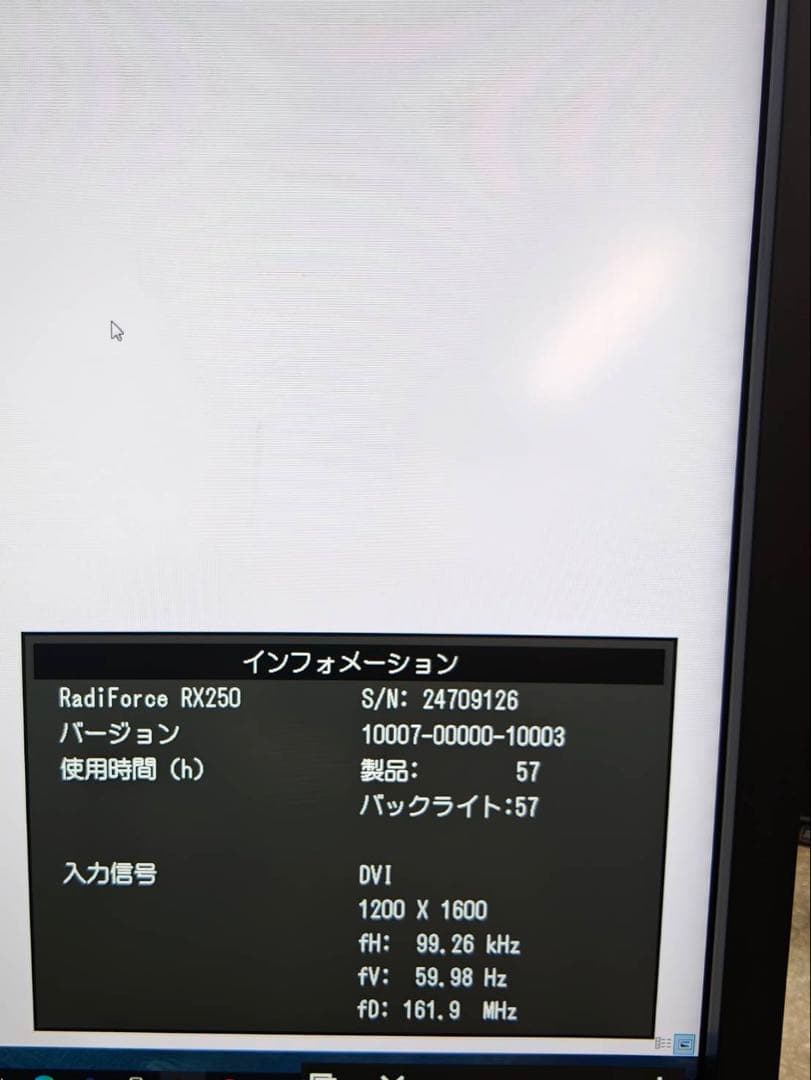 EIZO RadiForce RX250 21.3型　縦型ワイドモニター　57H
