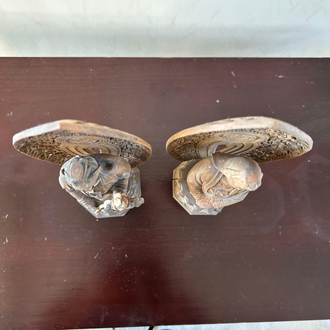 【骨董品】観世音菩薩立像　勢至菩薩立像　2体セット　木彫り　仏像