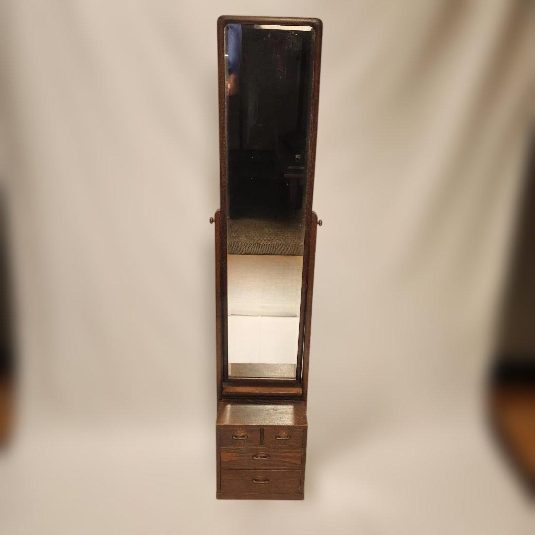 レトロ 鏡台 姿見 小引き出し古家具 時代家具 和モダン スタンドミラー 古民家