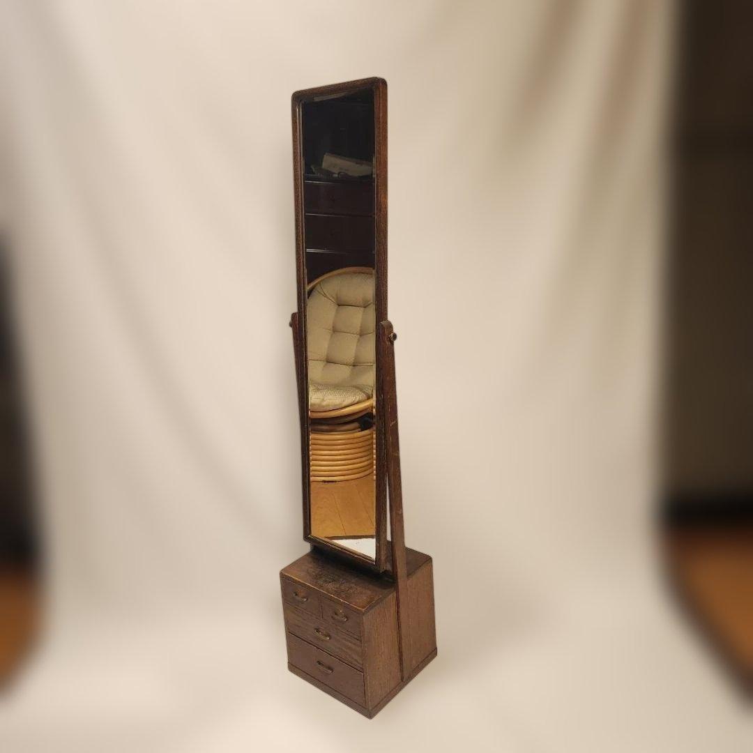 レトロ 鏡台 姿見 小引き出し古家具 時代家具 和モダン スタンドミラー 古民家