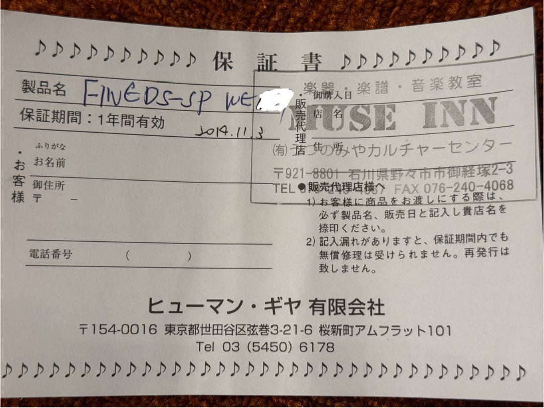 ギター human gear FINE.DS SPECIAL WE