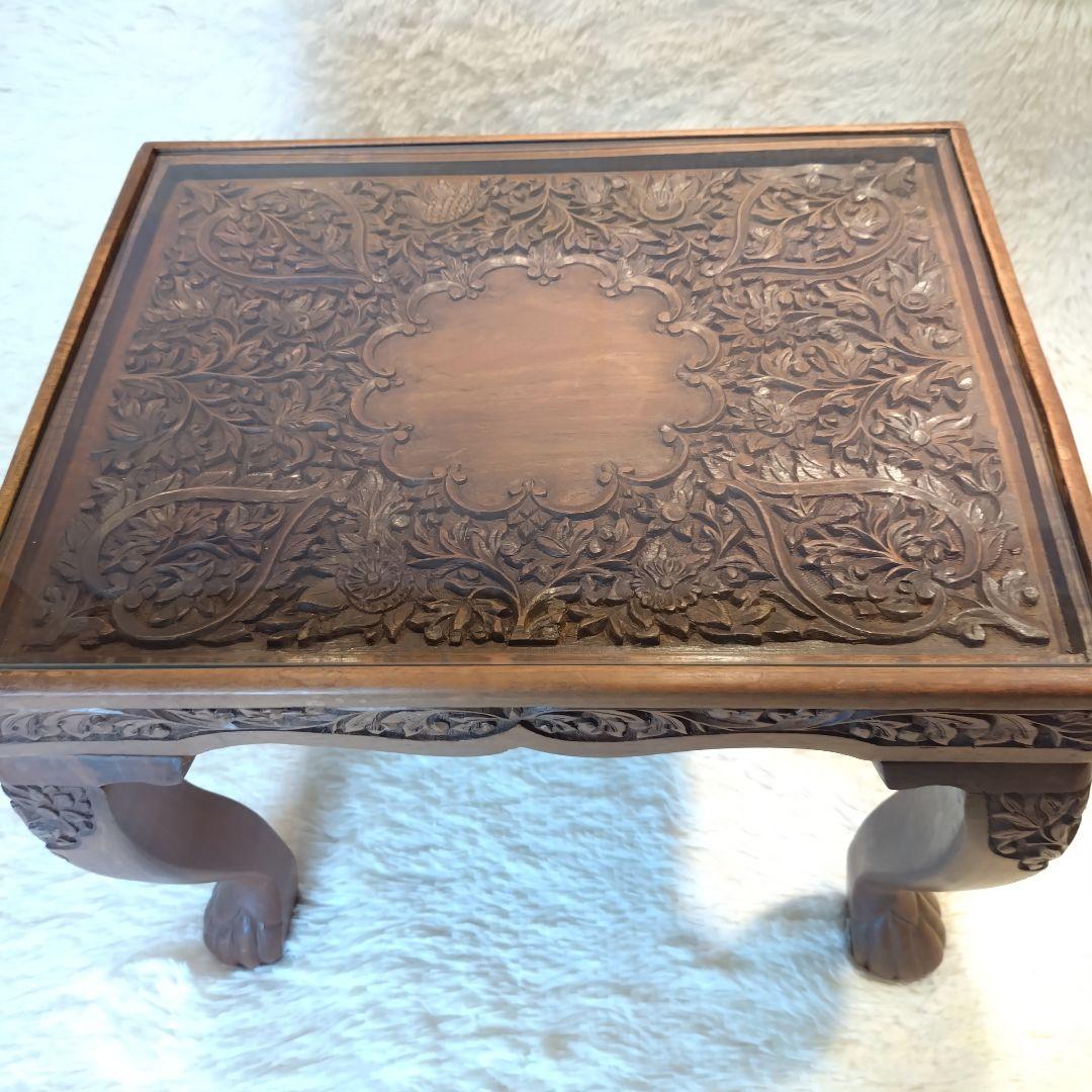 アンティーク(彫刻)　猫足　ローテーブル