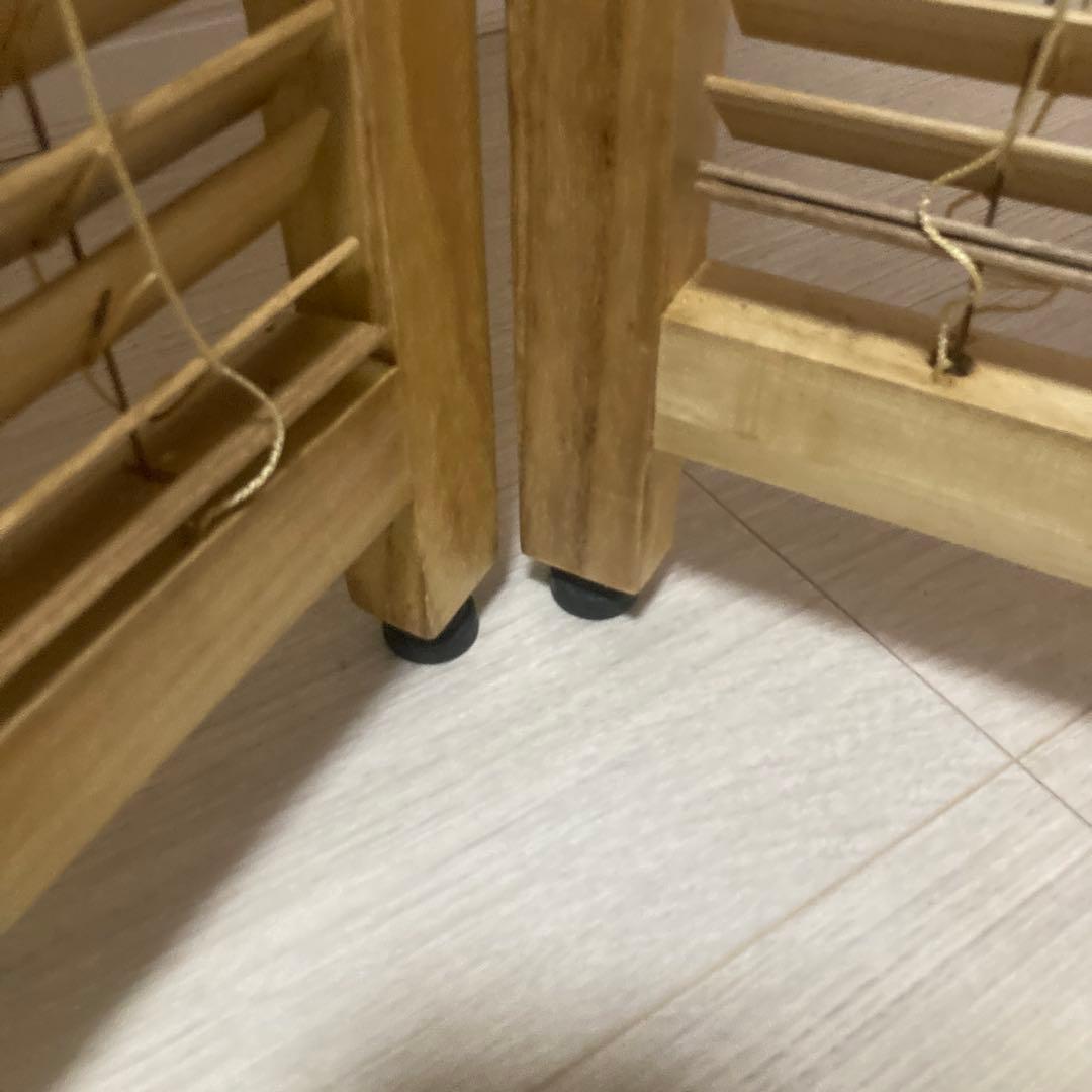 パーテーション　3連　木製　ブラインド機能付き　和風　目隠し