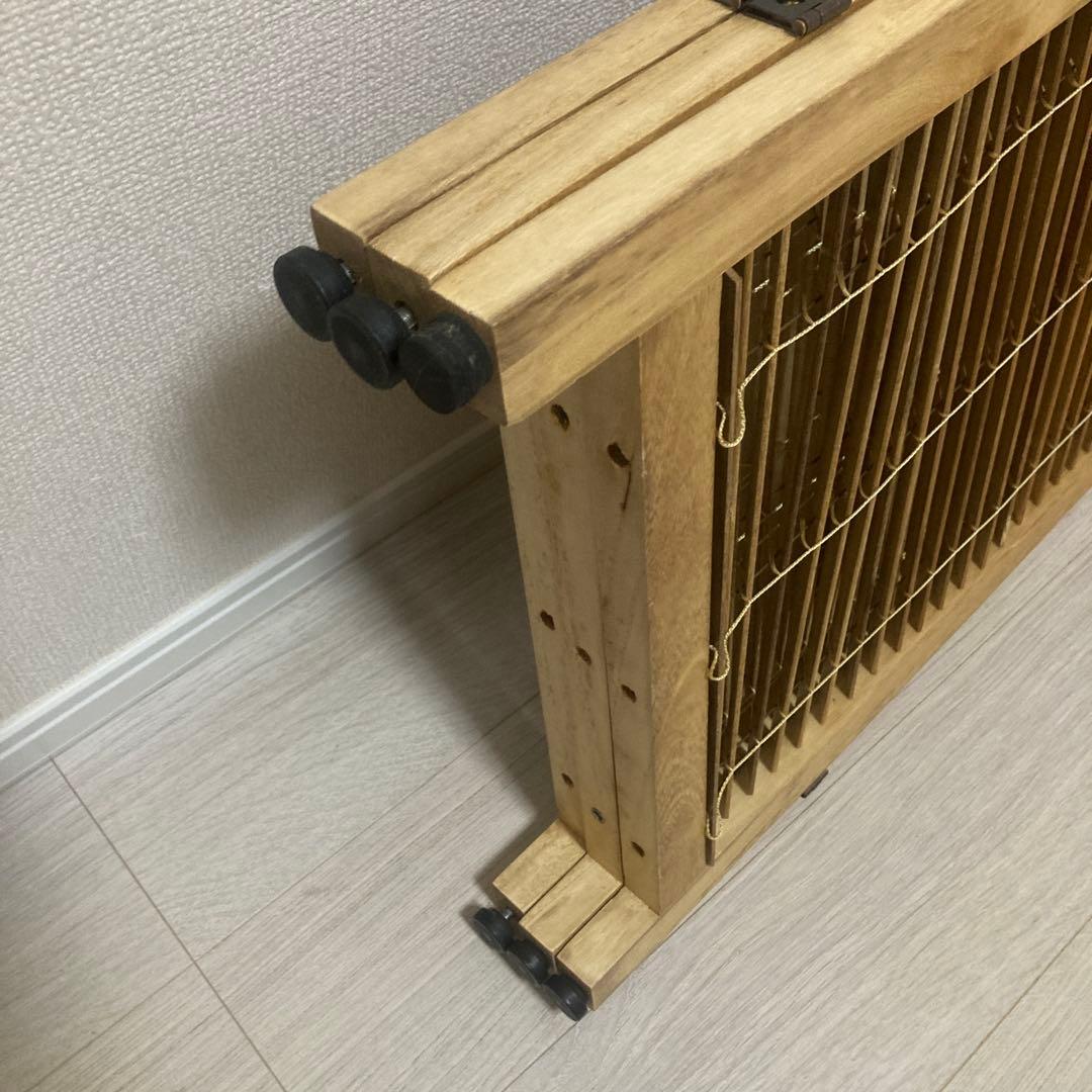 パーテーション　3連　木製　ブラインド機能付き　和風　目隠し