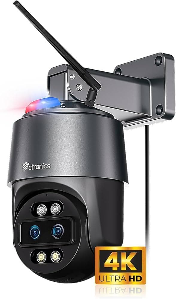 Ctronics 4k 防犯カメラ 屋外 10倍ハイブリッドズーム