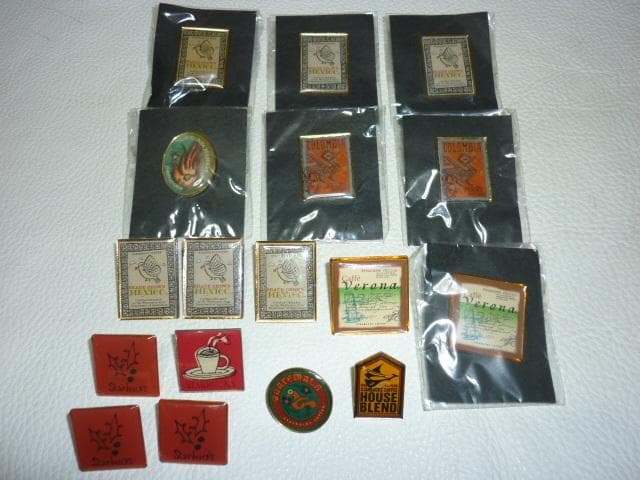 非売品 希少 美品 2000年頃◆スターバックス 初期店員用ピンバッジ合計17個