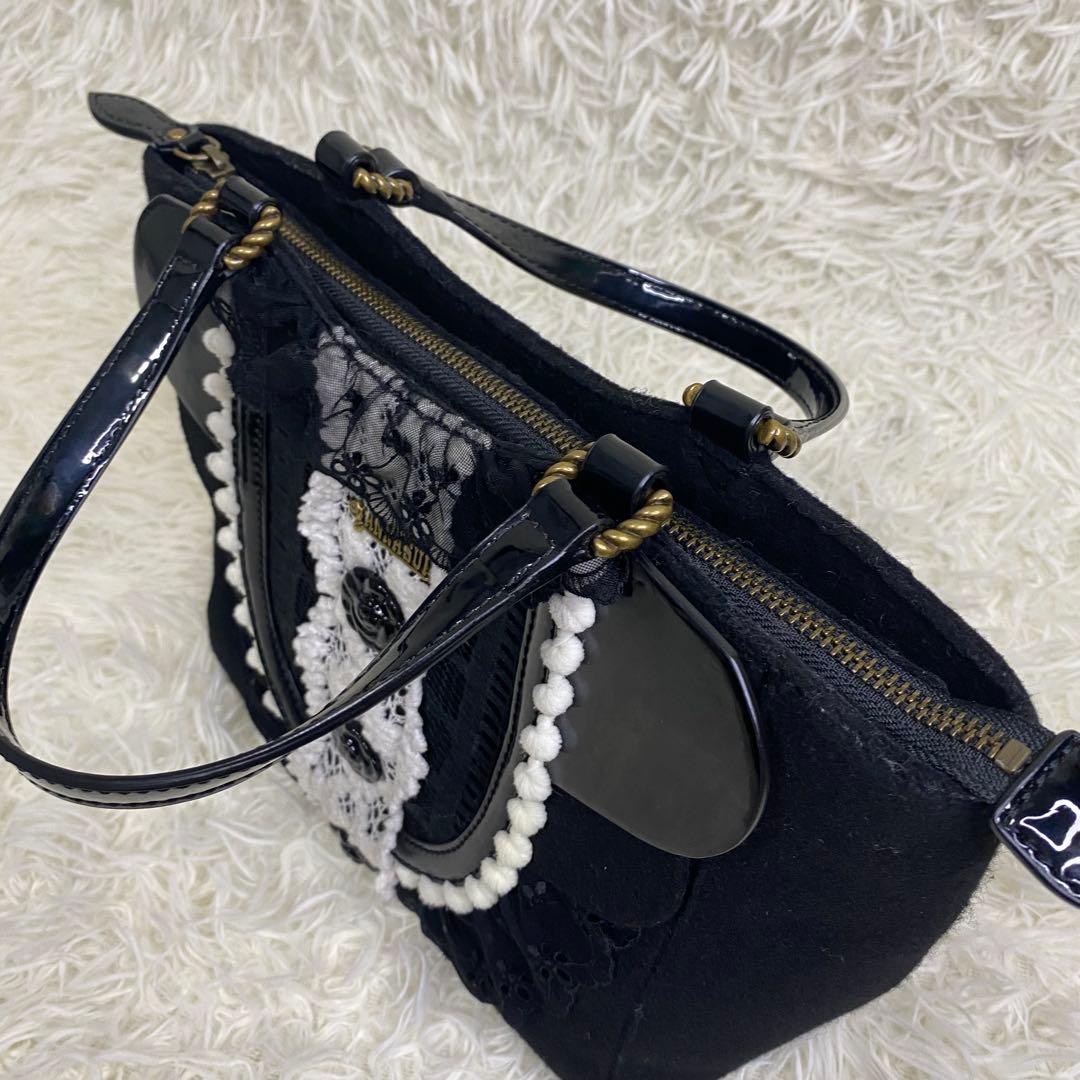 【★銀猫★】ANNA SUI 2way ハンド ショルダーバッグ ブラック