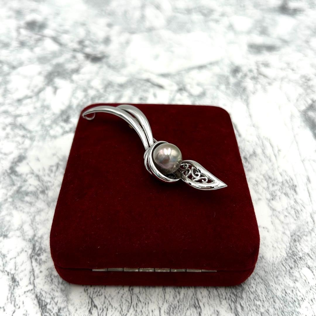 極美品✨ 本真珠　大粒パール 10.8mm ブローチ　シルバー