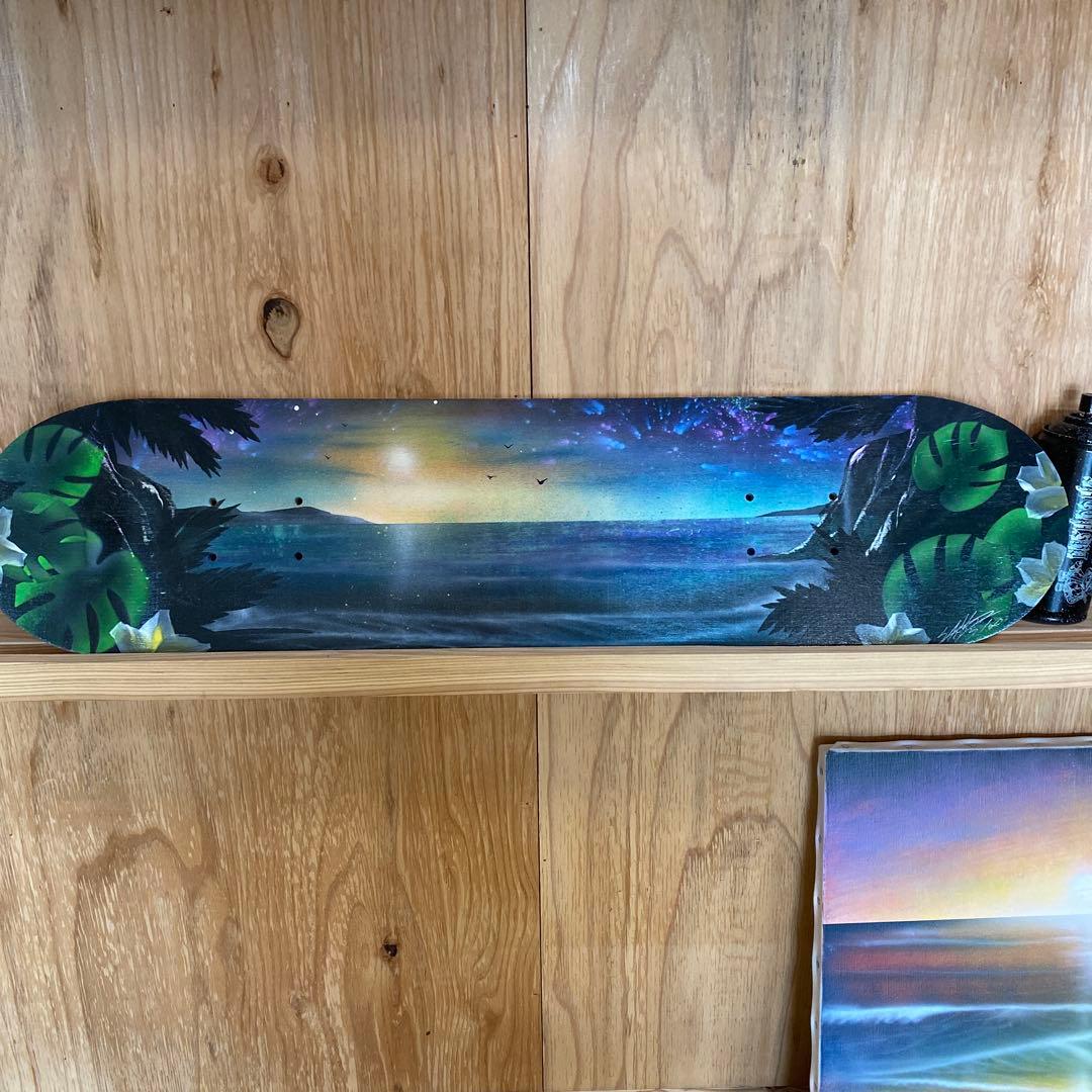 海と夕日のグラフィック スノーボード スプレーアート