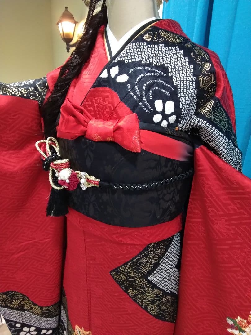 振袖フルセット、正絹絞り成人式、重ね衿帯揚げ帯締め、京うるし箔袋帯、襦袢