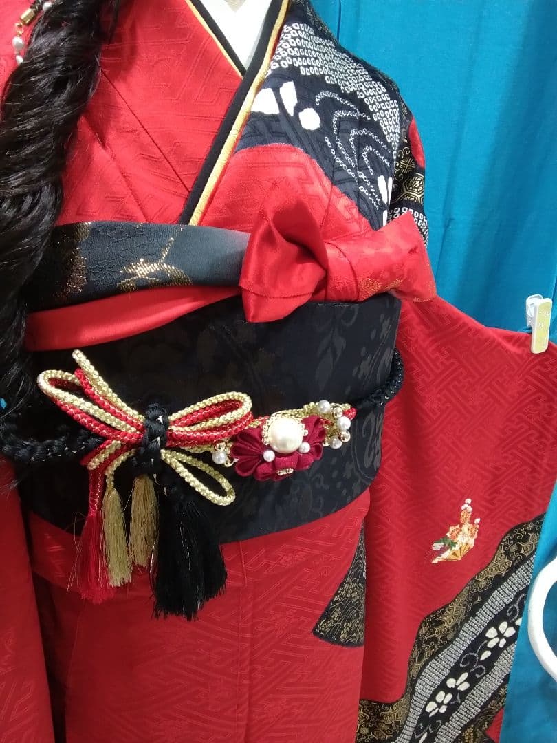 振袖フルセット、正絹絞り成人式、重ね衿帯揚げ帯締め、京うるし箔袋帯、襦袢