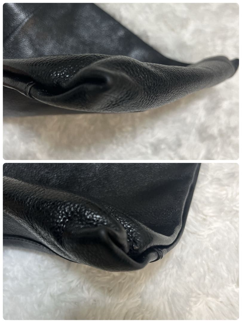 【美品】イルビゾンテ クロスボディバッグ　サコッシュ　レザー　本革　ブラック