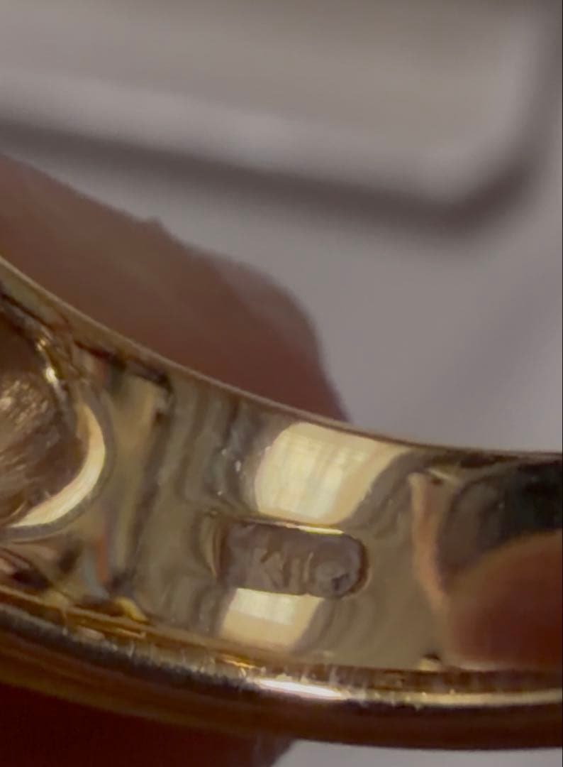 緑色の石 リング　K18