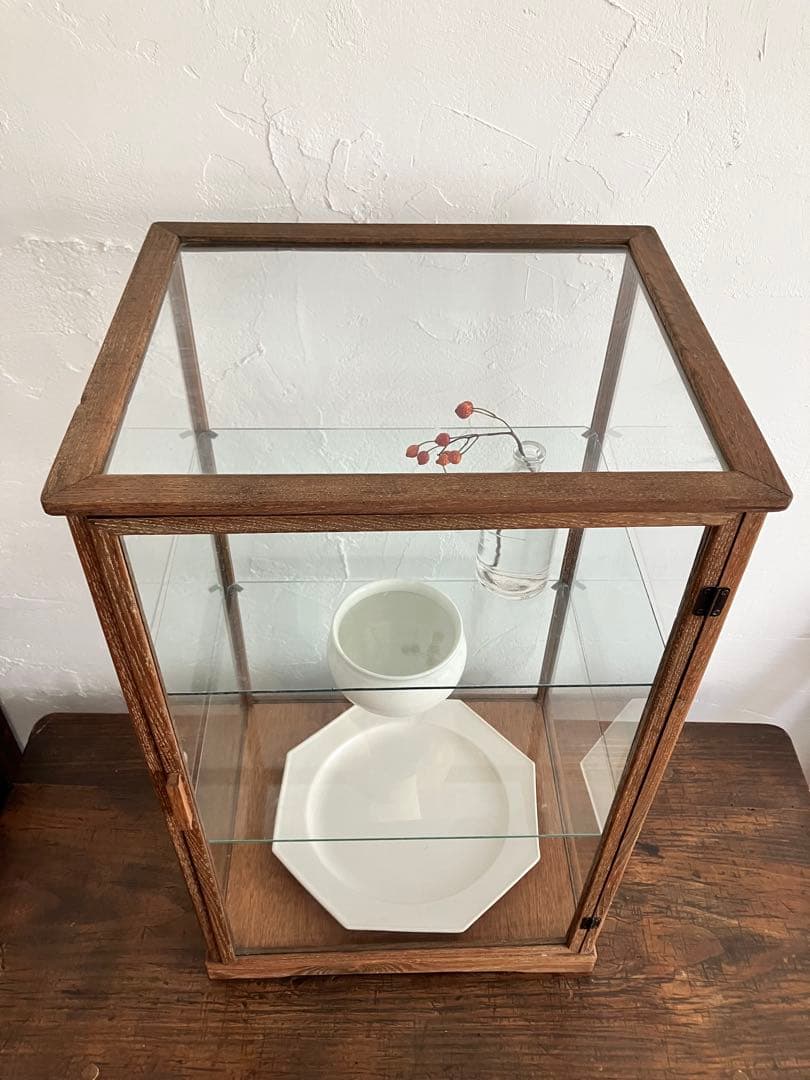 【引取限定】古い木枠のガラスケース 3段ショーケース 木製コレクションケース