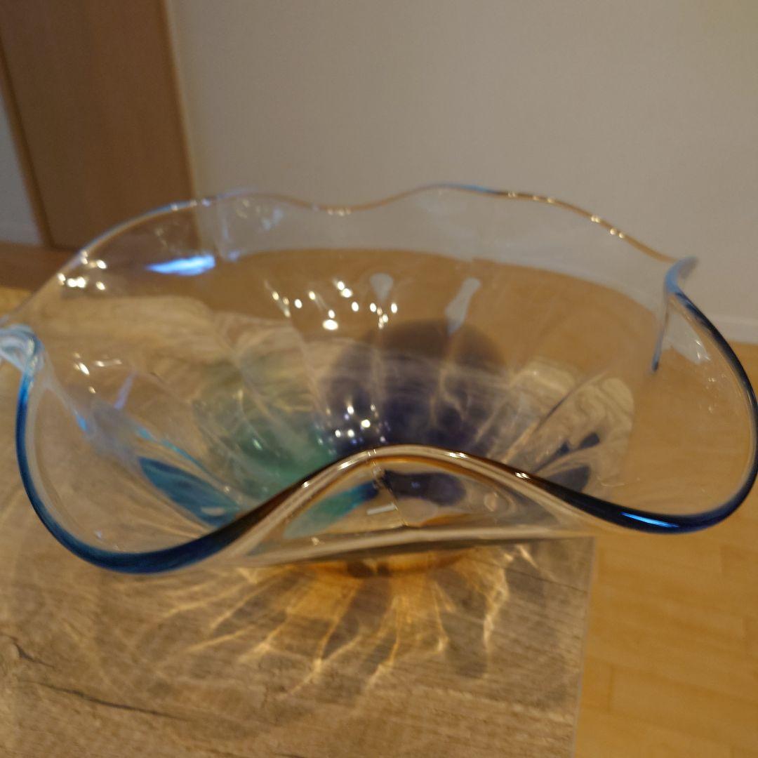 津軽びいどろ　水盤　高さ15センチ幅35センチ