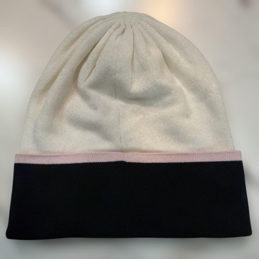CHANEL ニット帽 ホワイト/ブラック/ピンク　百貨店購入