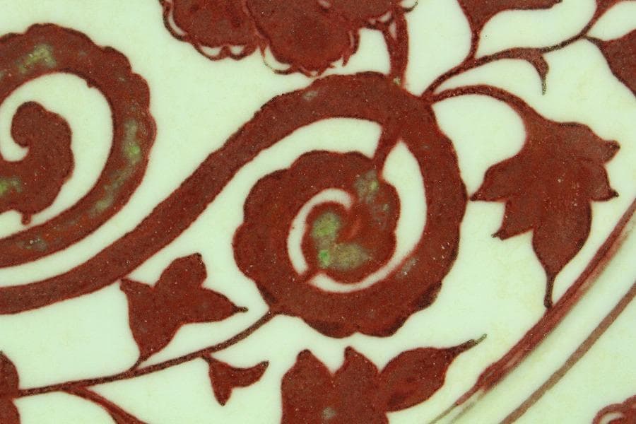 中国美術 釉裏紅 纏枝蓮花鳳紋 折口皿(K-A837)