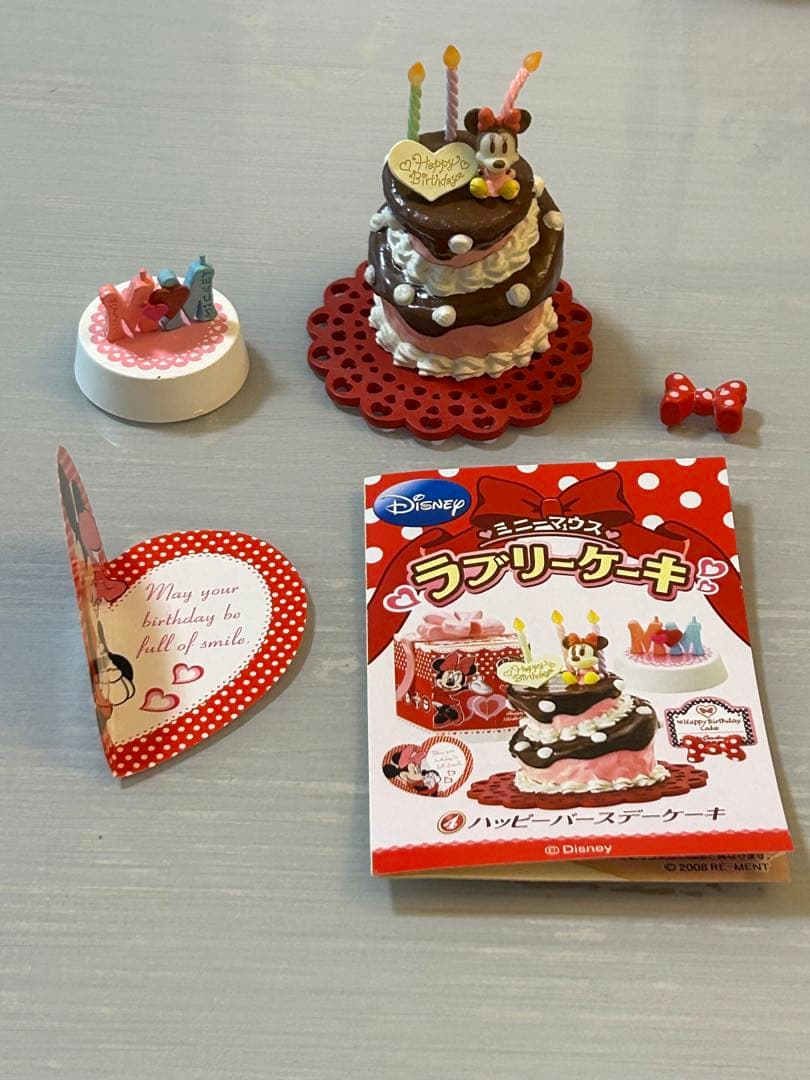 ミニーマウス　ラブリーケーキ　7種　ショーケース　レジ　テーブルセット