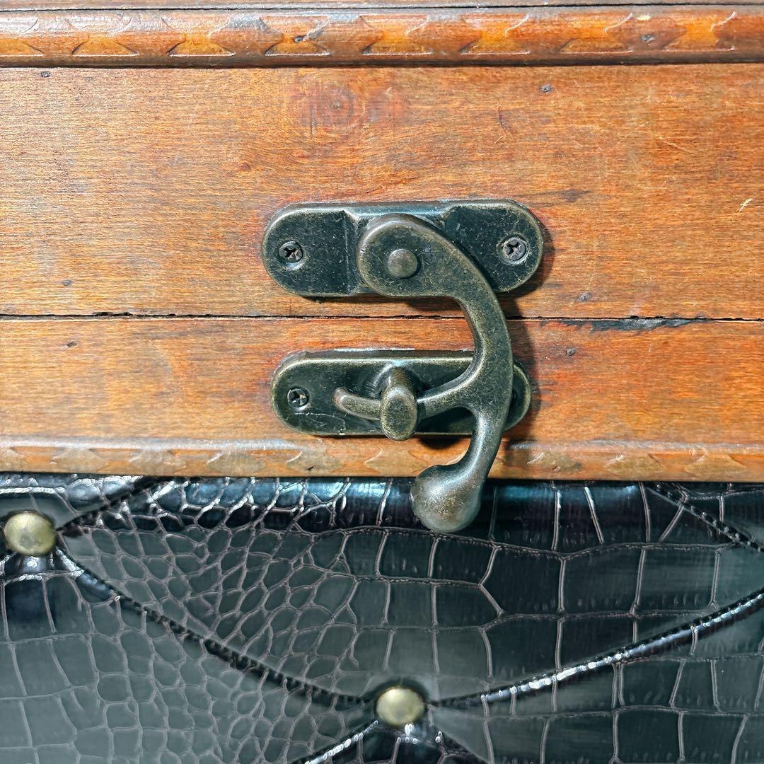 ✨送料無料✨ アンティーク スツール ボックス 収納ボックス クロコ型押し 宝箱