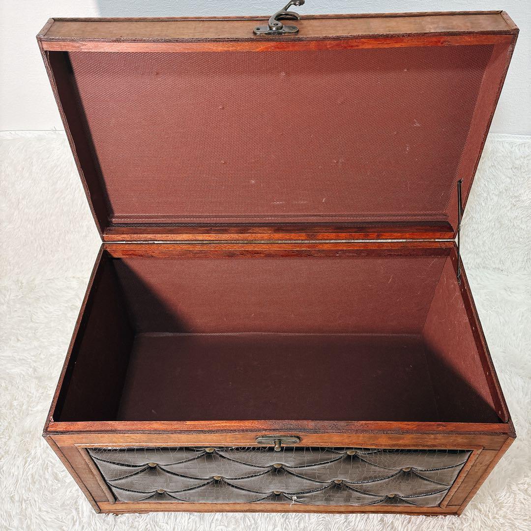 ✨送料無料✨ アンティーク スツール ボックス 収納ボックス クロコ型押し 宝箱