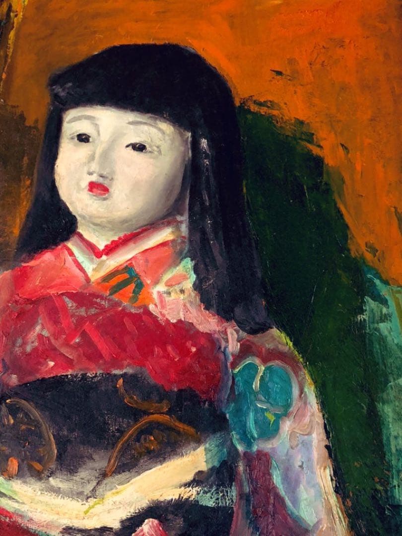 作者　micchan 油絵　F15号　原画　日本人形