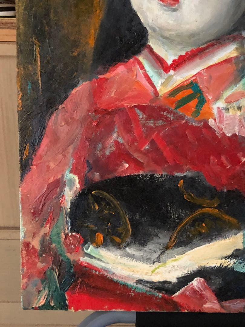 作者　micchan 油絵　F15号　原画　日本人形