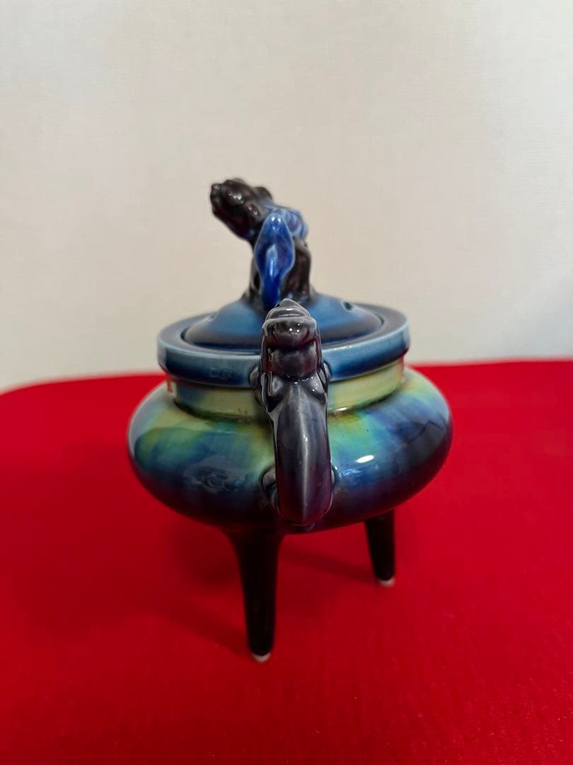 人間国宝 柳雨軒 三代 徳田八十吉(正彦銘) 彩釉 香炉 管理T294