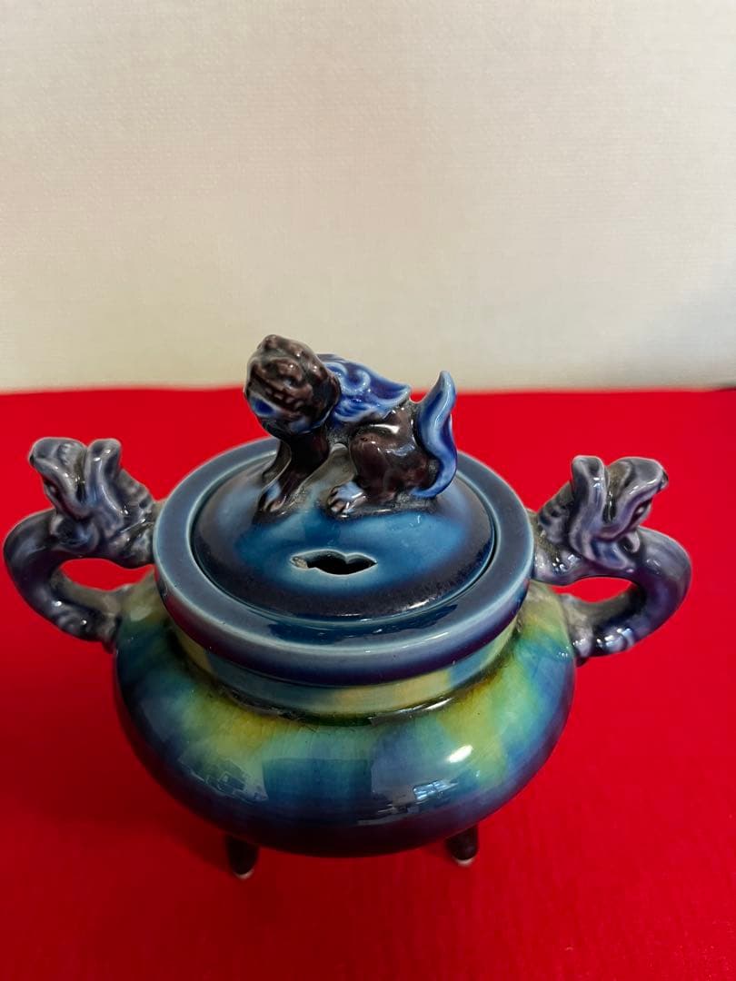 人間国宝 柳雨軒 三代 徳田八十吉(正彦銘) 彩釉 香炉 管理T294