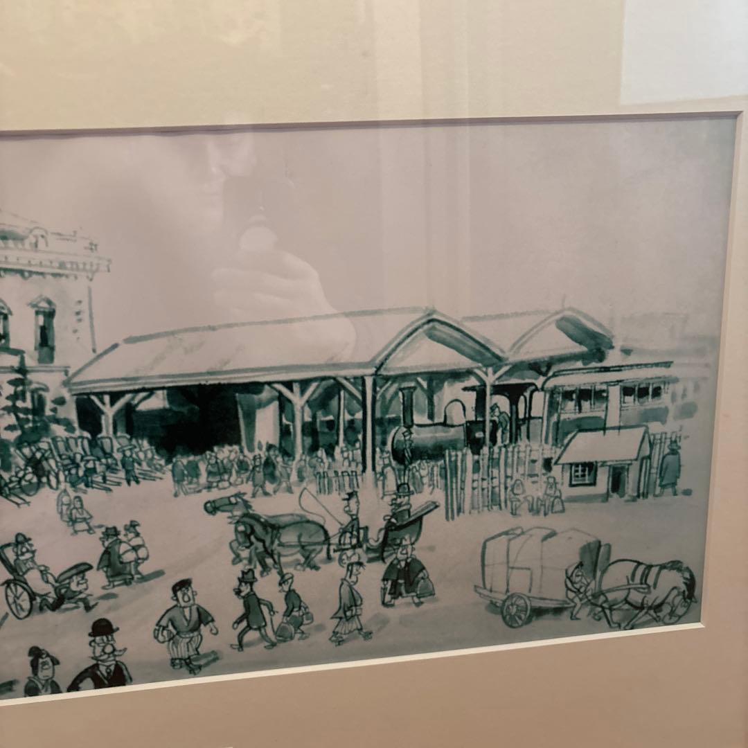 リトグラフ 街並みと人々の生活