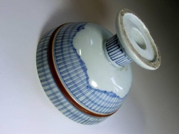 杯洗■染付十草紋盃洗 酒器 杯洗い 鉢 唐草 古美術 時代物 骨董品■