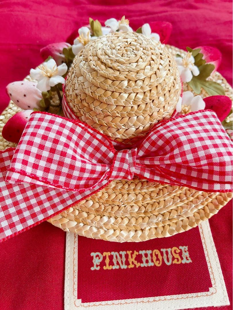 ピンクハウス❤️【未使用】麦わら帽子といちごのコサージュ❤️