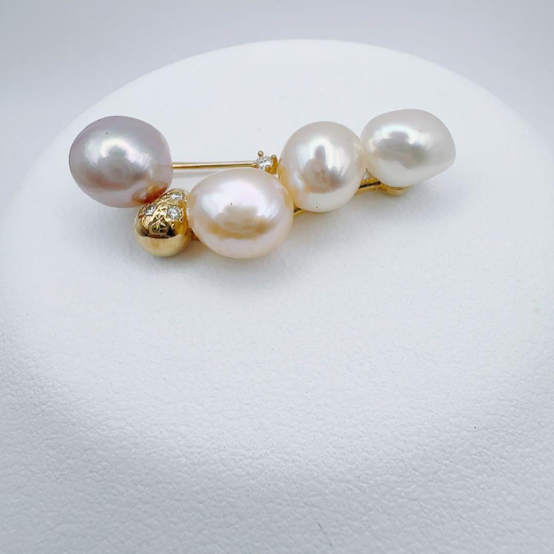 田崎真珠　白蝶バロックパールブローチk18