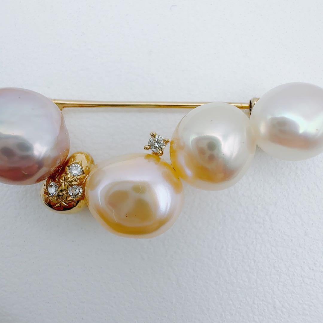 田崎真珠　白蝶バロックパールブローチk18