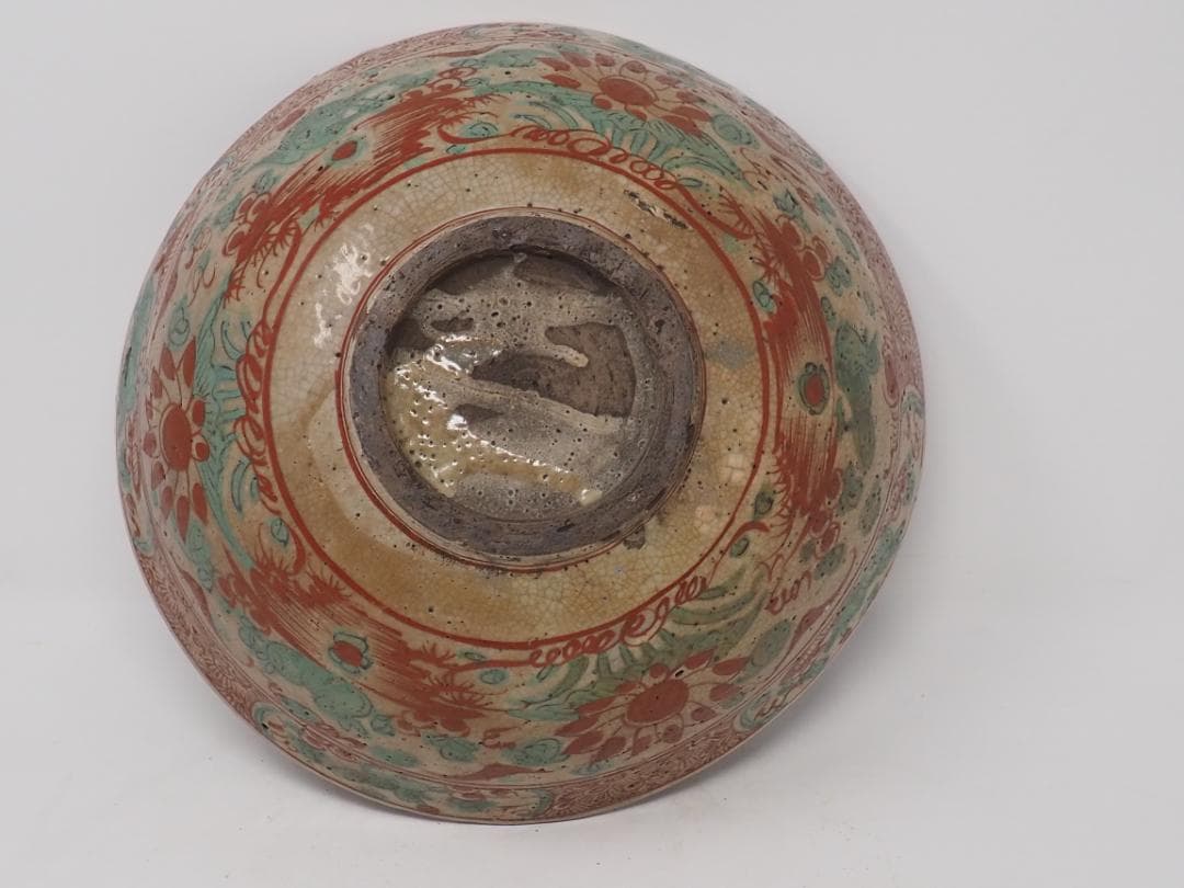 呉須　赤絵　大鉢　木箱入り　飛騨國　福田製