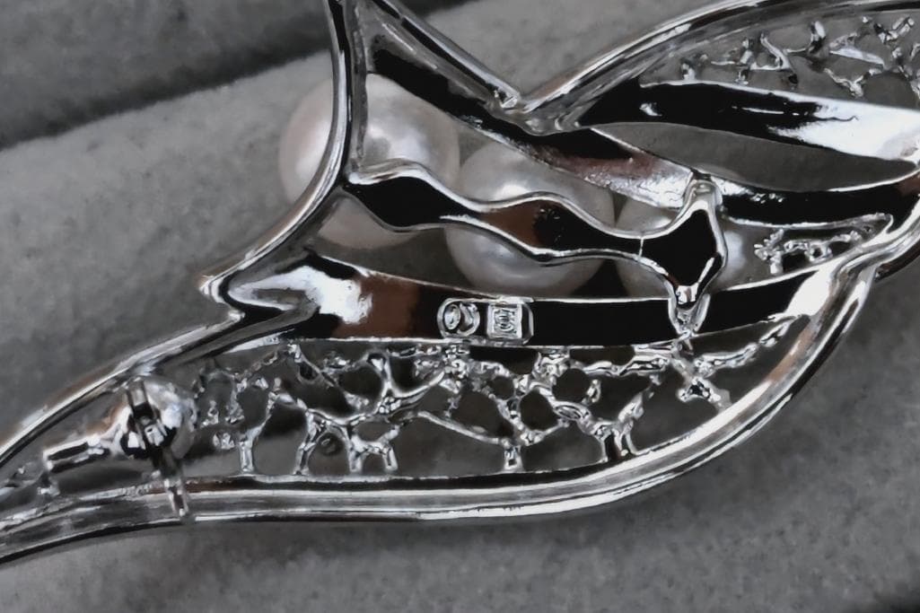 TASAKI 田崎真珠　パール×SILVER　ブローチ　40190